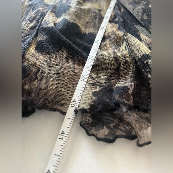 black cream mesh stretch drop waist dress moody floral whimsigoth goth Sz S - Picture 14 of 15